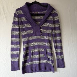 Guess Womens Size Small Striped Pullover Sweater Cotton Purple Y2K Style Ribbed